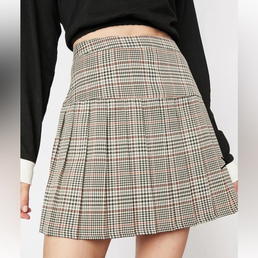 Dickies Plaid Pleated Skirt - Brown and Cream